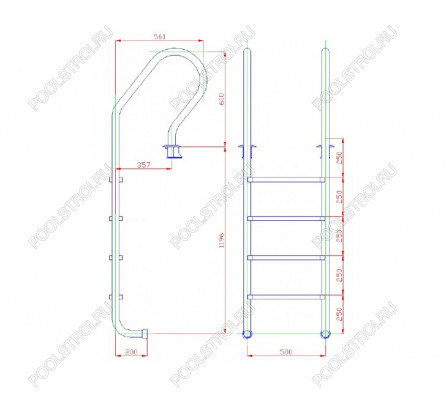 Лестница 4 ступени (у.б.) Flexinox PARALLEL AISI-316 (87121885)