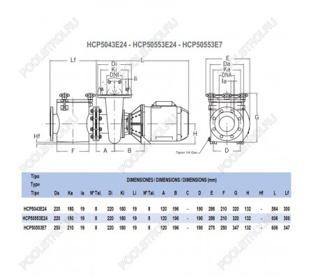 Насос для бассейна Hayward HCP50553E7 (71.3м³/ч 45кВт 380В)